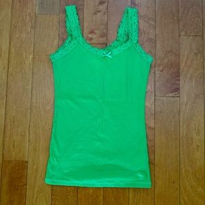 Abercrombie green cotton and lace long tank top XL